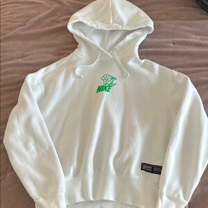 White Hoodie with Green Nike Graphic